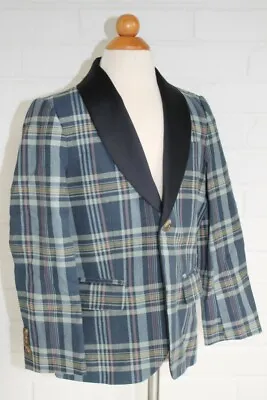 J.Crew Crewcuts Ludlow Shawl Collar Madras Tuxedo Blazer Navy Wool M Plaid 5T • $59