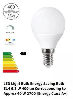 6.3W LED Golf Ball Light Bulb Energy Saving White E14 Energy Class A+ • £7.39