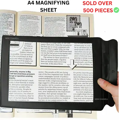 Large A4 Sheet Magnifying Glass Full Page 3X Magnifier Reading Aid Lens Big UK • £3.99