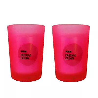 2 New VICTORIAS SECRET PINK FRESH & CLEAN SCENTED CANDLE 6.3 Oz • $22.95