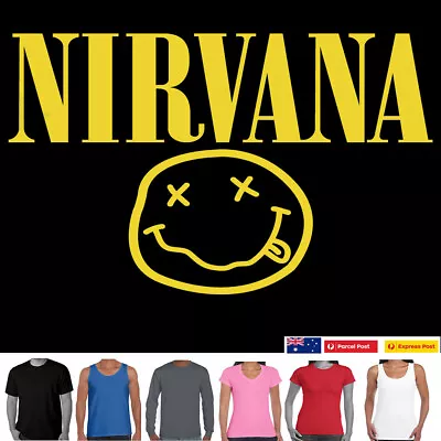 NIRVANA T SHIRT Grunge Kurt Cobain Classic 90s Ladies Men;s Singlets Tee's • $22.95