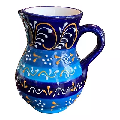 Ceramic Hand Made Spain Mallorca Pitcher 6 1/2” Tall • $23.99