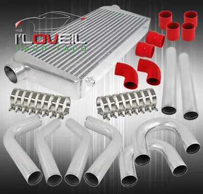 3  Front Mount Turbo Bar & Plate Intercooler+2.5 8Pcs Pipe Kit+Red Coupler+Clamp • $264.99