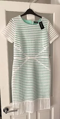 Kaleidoscope Ladies White Dress Size 12 Green Lined Lace Effect BNWT  • £5