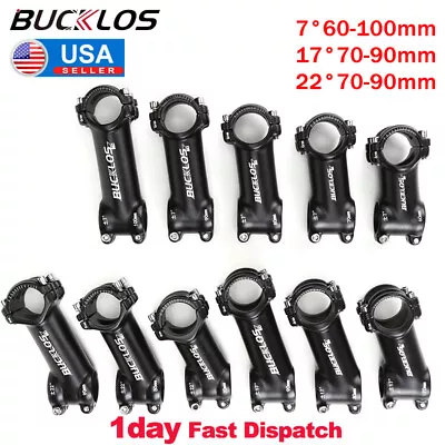 BUCKLOS Stem 7/17/22 Degree 1-1/8  Threadless 60-100mm MTB Road Bike Handlebar • $13.29