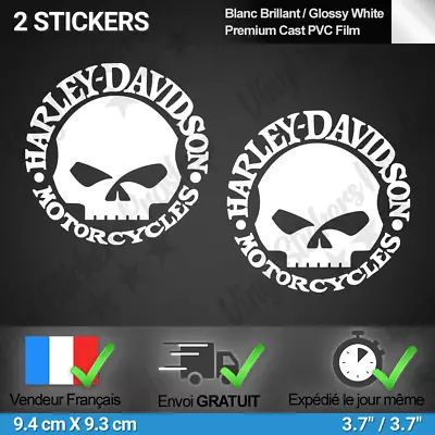 $8.24 • Buy Harley Davidson 2 Stickers Skull White Glossy Bright Motorcycle Helmet Tank Kit
