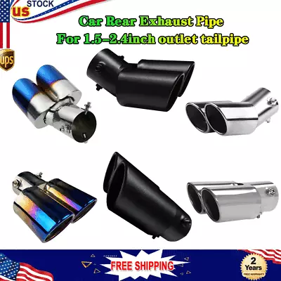 Dual Exhaust Pipe Tip Rear Tail Throat Muffler Round Accessories Stainless Steel • $19.99