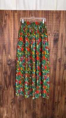 Vintage Bright Floral Floor Skirt Size S Boho Hippie Floral Skirt • $45