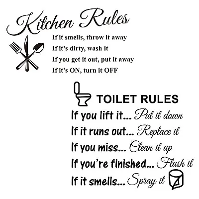 Quotes/Words Kitchen Rules Home Decoration Wall Stickers Mural Sticker Picture • $11.03