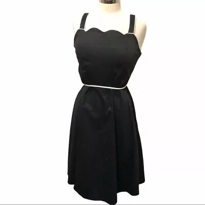 Vintage Fit And Flare Black And White Stretchy Dress Rockabilly Pin Up Style 12 • $27.99
