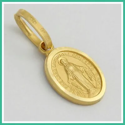 18k Real Solid Yellow GOLD Miraculous Virgin Mary Mother Madonna Pendant Medal • $134.90