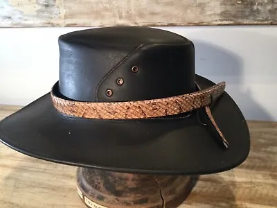 Python Leather Band For Stetson Akubra Barmah Kakadu More Style Hats Reversible  • $8.55