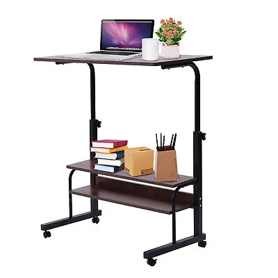 Portable Mobile Laptop Desk Cart Adjustable Height Computer Table 360° Rolling • $48