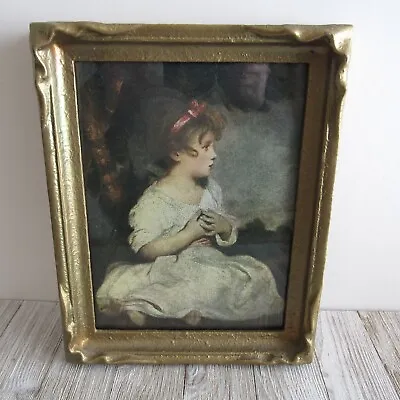 Vintage PIE CRUST Frame With PIcture Child Litho Tasteful Batwing Gesso Gold • $95