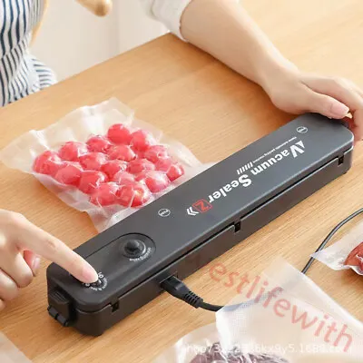 Vacuum Food Sealer Automatic Manual Vacum Sealer Dry Wet Pack Machine 10 Bags • £10.99