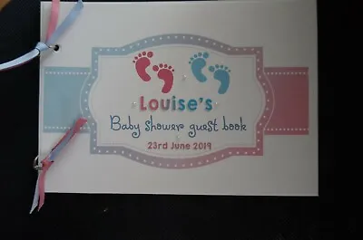 £6.99 • Buy Personalised Baby Shower Guest Book Baby Feet Theme  Pages Twins