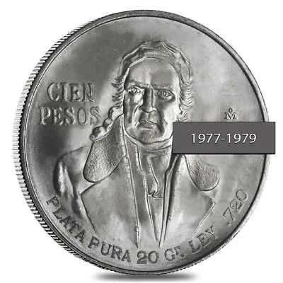 Mexico Silver 100 Pesos AU/BU ASW .643 Oz (1977-1979 Random Year) • $24.44