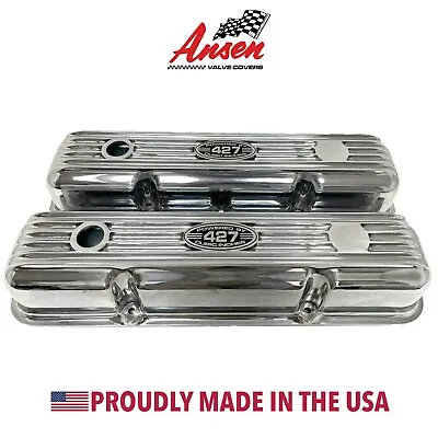 Ford FE 427 Short Valve Covers Black  POWERED BY 427 CUBIC INCHES  - Ansen USA • $295