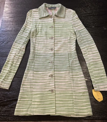 $200 • Buy Missoni  Sport Women’s Green Button Front Coat Dress Size Small Vintage Nwt