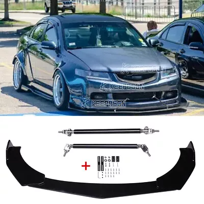 For Acura TSX RSX DC5 IL TL Gloss Front Bumper Lip Spoiler Splitter + Strut Rods • $65.47