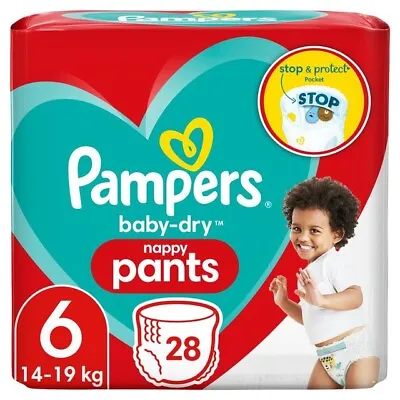 Pampers Baby-Dry Nappy Pants Size 6 28 Pack • £8.99