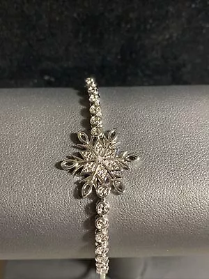 Macy's Silver Snowflake Diamond Adjustable Tennis Bracelet • $49.95