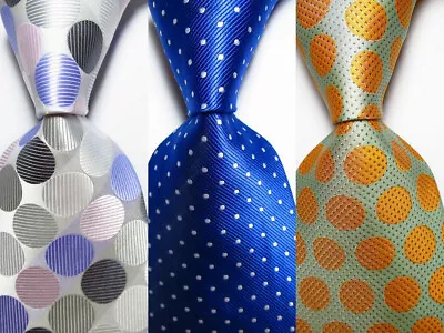 3 Pcs New Classic Dot JACQUARD WOVEN 100% Silk Men's Tie Necktie • $1.25