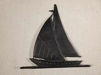 $59.95 • Buy Vtg Cast Iron Weathervane Dinner Bell Sundial Nautical Sailboat Topper Finial