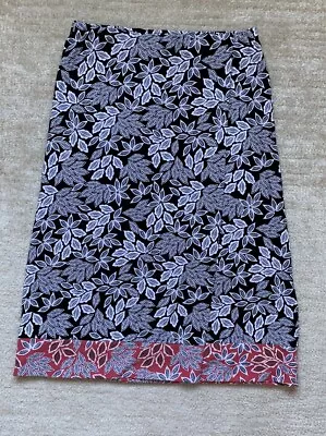 J.JILL Skirt Midi Pull On Elastic Waist Faux Wrap Floral Black Stretchy Size XS • $19.99