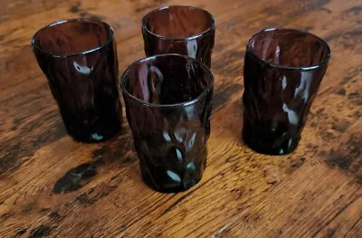 $15 • Buy 4 Vintage Morgantown Seneca Driftwood Plum Purple Juice Glasses Tumblers 3 1/2 