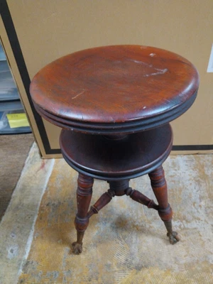 $275 • Buy Antique 1873 George W. Archer Mahogany Piano Stool W/ Claw Feet/Glass Balls