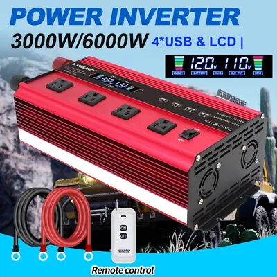 3000W 6000W Power Inverter DC 12V To AC 110V 120V Converter Car Camp 4*USB • $149.99