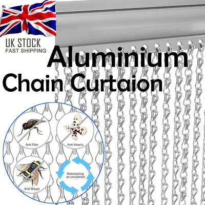 Fly Screen Chain Curtain Aluminum Door Metal Chain Insect Blinds 214cm X 90cm • £42.99