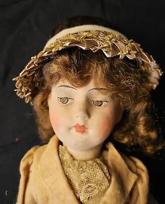 Vintage German Doll Pressed Face Hand Painted 22 Inches Felt Dirndl Skirt Jacket • $30