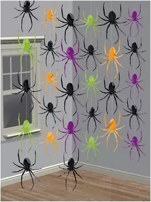 Amscan Halloween Hanging Spider Decorations X6 Pieces • £4