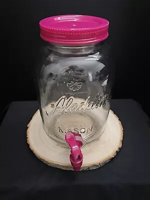 Pink Aladdin 1 Gallon Cold Beverage Mason Jar Glass Dispenser Pitcher W/Spout • $9