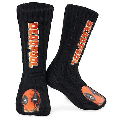 Marvel Fluffy Socks Mens Slipper Socks - Deadpool • £13.49