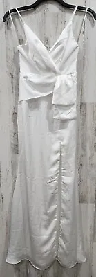 LULUS Size XS First Dance White Satin Sleeveless Mermaid Maxi Dress**NWOT** • $47.50