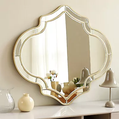 Wisfor Large Beveled Decorative Mirror Wall Bathroom Mirror W/ Gold Frame  • $169.90