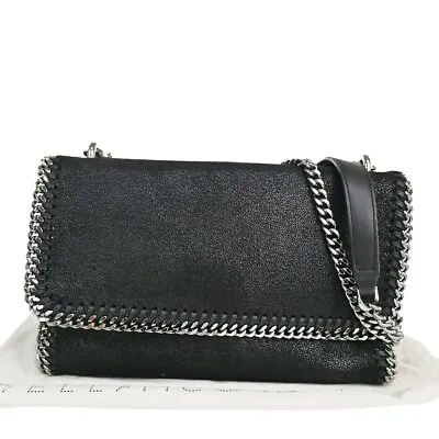 Stella McCartney Falabella Chain Shoulder Bag Shaggy Deer Black Silver 62YD636 • $340.10