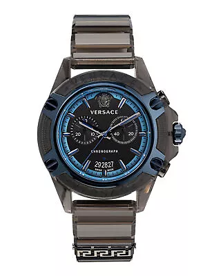 Versace Mens Icon Active IP Black 44mm Strap Fashion Watch • $399