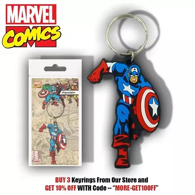 Marvel Comics  | Captain America - Official Rubber Keyring - Keychain • £3.29