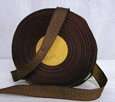 Vintage Brown Hounds-Tooth Pattern Hat Band Grosgrain Ribbon 36 Yards  • $40