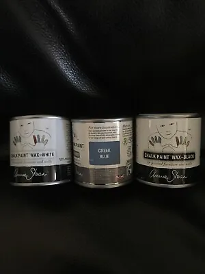£32.50 • Buy Annie Sloan Paint Tins 120ml -White & Black Wax + 1x Greek Blue -small Projects!