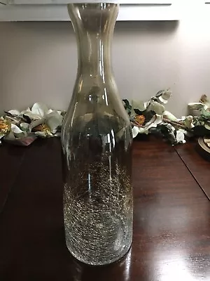 Amber Blend Crackle Glass Decorative Vase/Bottle 13 3/4” Tall • £16.36