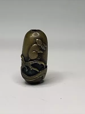 Antique Ojime Gold Rabbit Bronze Bead Meiji Japan Netsuke Inro Mixed Metals • £433.89