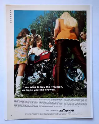 Triumph Motorcycle Vintage 1969  Original Print Ad  We Hope You Like Crowds • $4.99