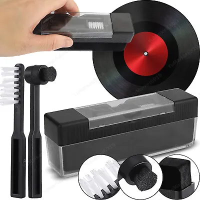 Vinyl LP Record Cleaner Set Stylus Velvet Anti-Static Cleaning Dust Brush Kit US • $8.57