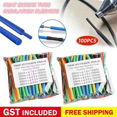 100 Pcs Heat Shrink Tube Insulation Sleeving Electrical Wire Wrap Assortment Kit • $5.24