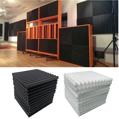12/24X Thick Soundproofing Acoustic Wedge Foam Tiles Wall Panels Studio Home KTV • £10.94